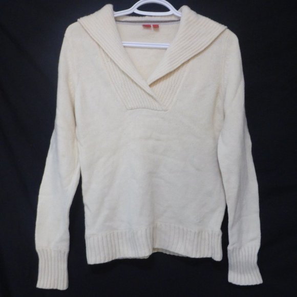 ESPRIT, hooded knit sweater, cream, size medium, GUC